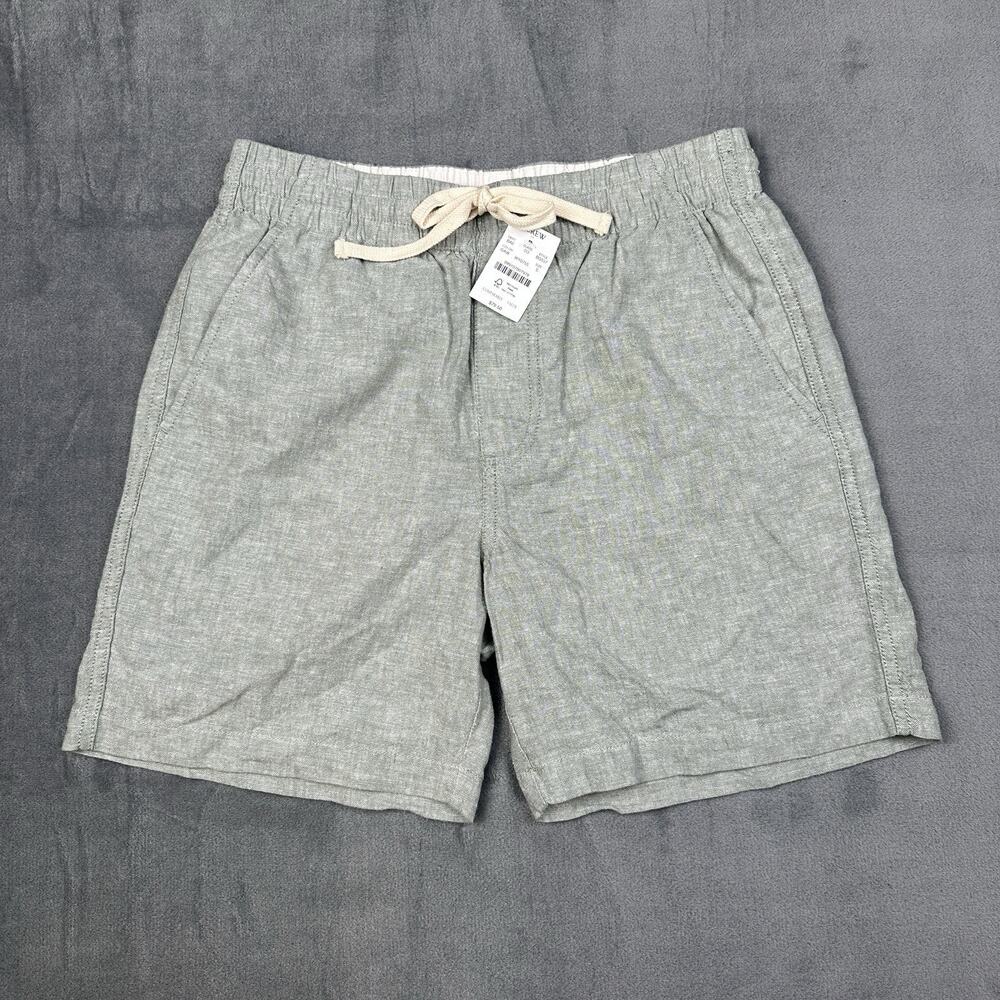NWT J Crew Linen Cotton Blend Shorts Men’s Small Olive Green Drawstring Casual
